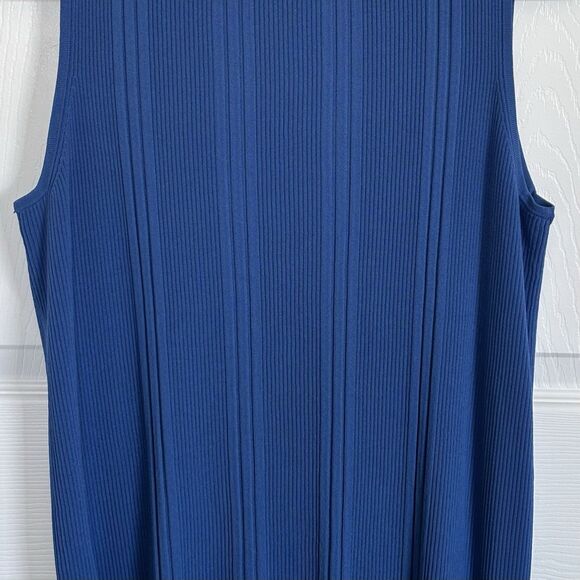 Dressbarn Women's 18/20 Blue Sleeveless Mock Turtleneck, Vertical Ribbing, NEW! - Picture 7 of 11